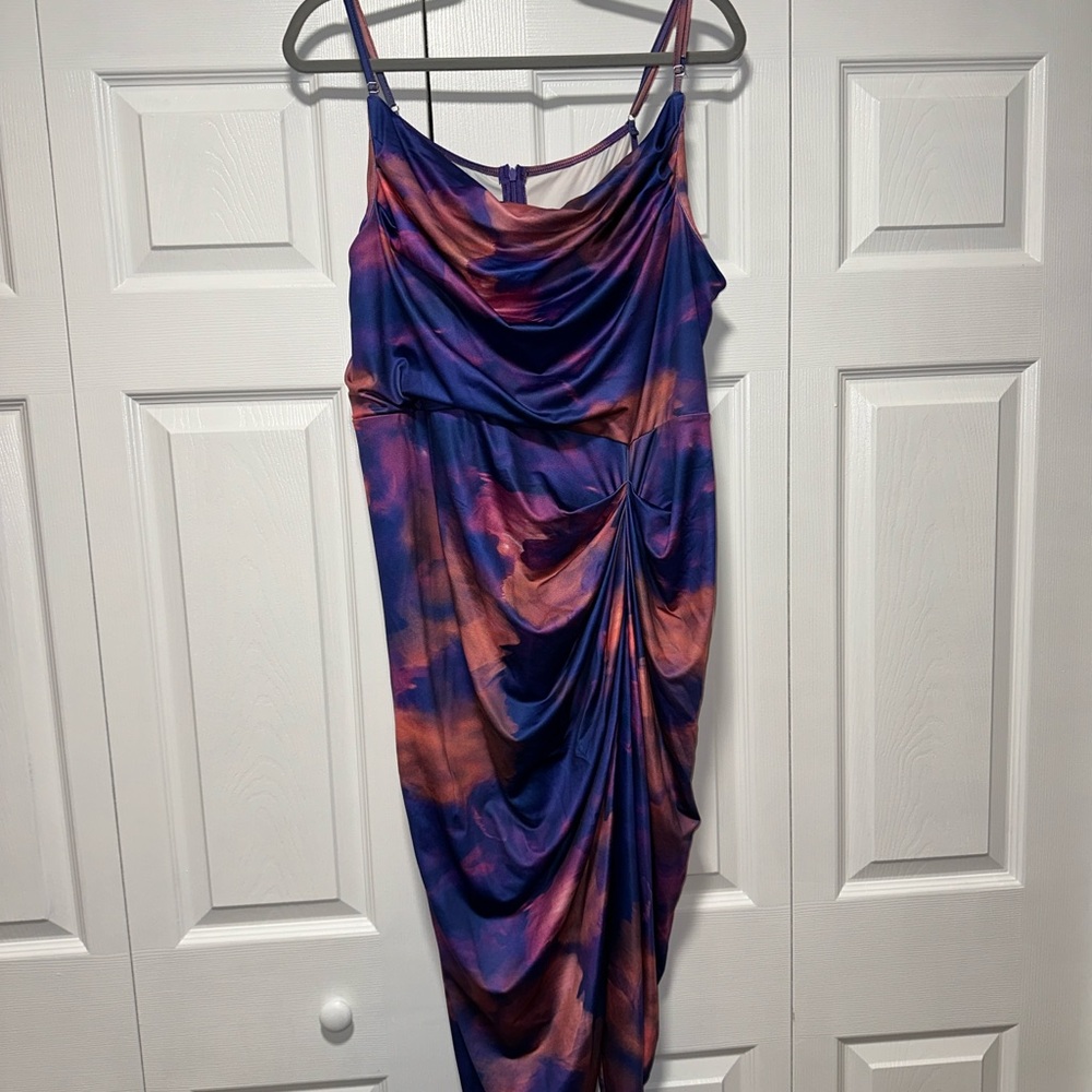 SHEIN Blue and Purple Asymmetrical Ruched Sundress